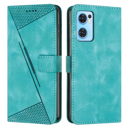 OPPO Reno7 5G Dream Triangle Leather Wallet Phone Case with Lanyard, Card Slot, Cash Compartment, Foldable Kickstand, Shockproof PU TPU Protective Cover