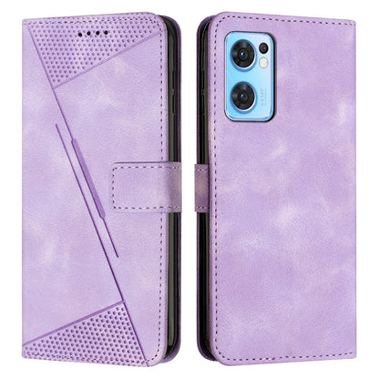OPPO Reno7 5G Dream Triangle Leather Wallet Phone Case with Lanyard, Card Slot, Cash Compartment, Foldable Kickstand, Shockproof PU TPU Protective Cover