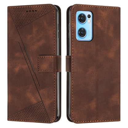 OPPO Reno7 5G Dream Triangle Leather Wallet Phone Case with Lanyard, Card Slot, Cash Compartment, Foldable Kickstand, Shockproof PU TPU Protective Cover