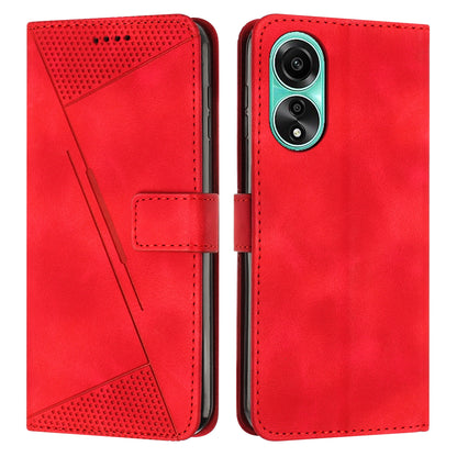 OPPO A58 4G Dream Triangle Leather Wallet Phone Case with Lanyard, Card Slot, Cash Compartment, Foldable Kickstand, Shockproof PU TPU Protective Cover