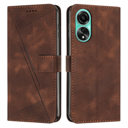 OPPO A58 4G Dream Triangle Leather Wallet Phone Case with Lanyard, Card Slot, Cash Compartment, Foldable Kickstand, Shockproof PU TPU Protective Cover