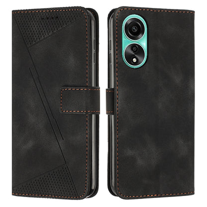 OPPO A58 4G Dream Triangle Leather Wallet Phone Case with Lanyard, Card Slot, Cash Compartment, Foldable Kickstand, Shockproof PU TPU Protective Cover