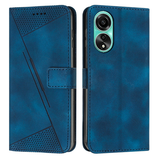 OPPO A78 4G Dream Triangle Leather Wallet Phone Case with Lanyard, Card Slot, Cash Compartment, Foldable Kickstand, Shockproof PU TPU Protective Cover