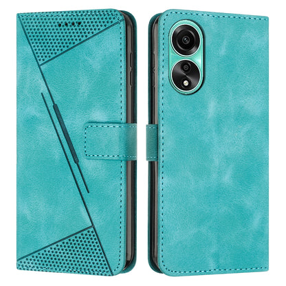 OPPO A78 4G Dream Triangle Leather Wallet Phone Case with Lanyard, Card Slot, Cash Compartment, Foldable Kickstand, Shockproof PU TPU Protective Cover