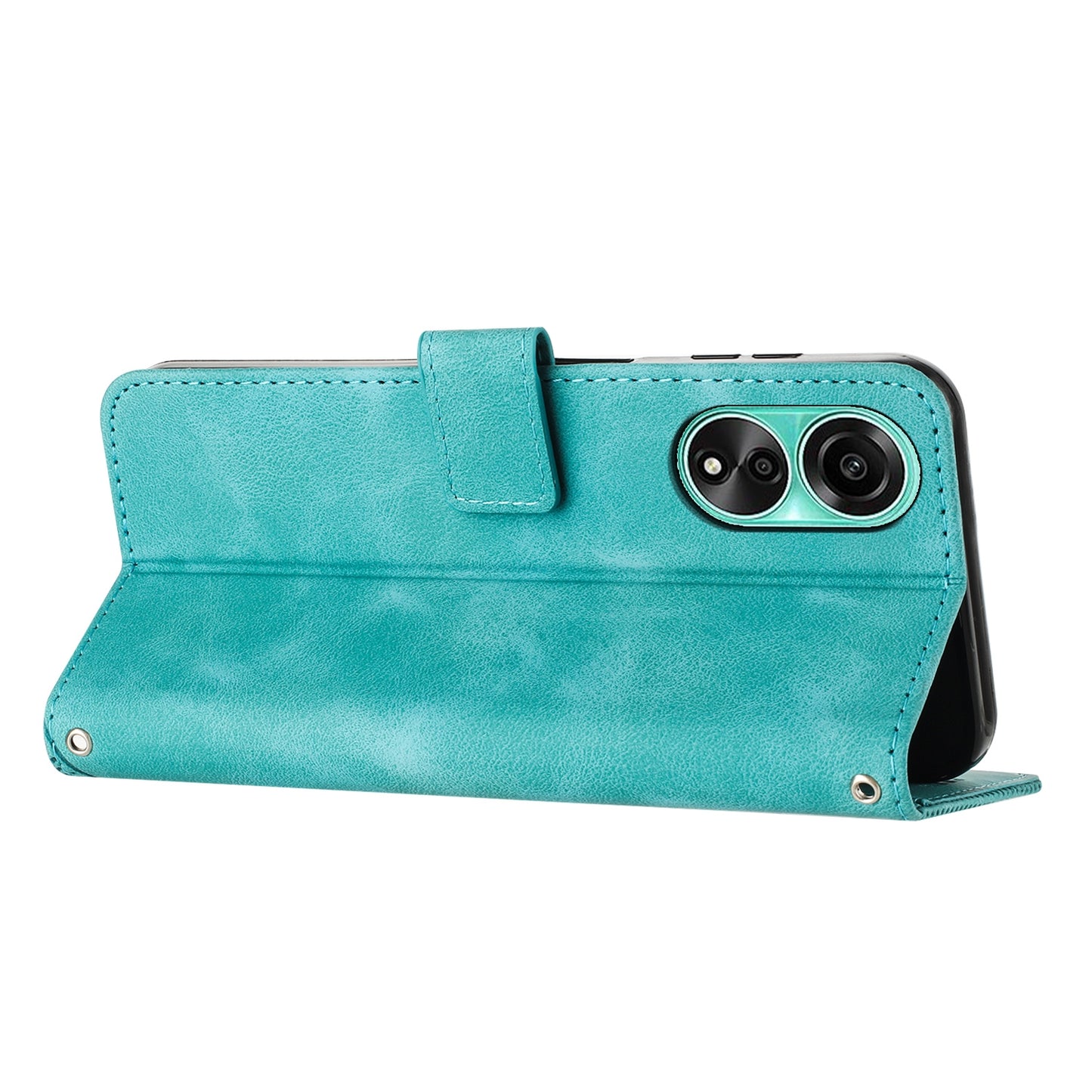 OPPO A78 4G Dream Triangle Leather Wallet Phone Case with Lanyard, Card Slot, Cash Compartment, Foldable Kickstand, Shockproof PU TPU Protective Cover