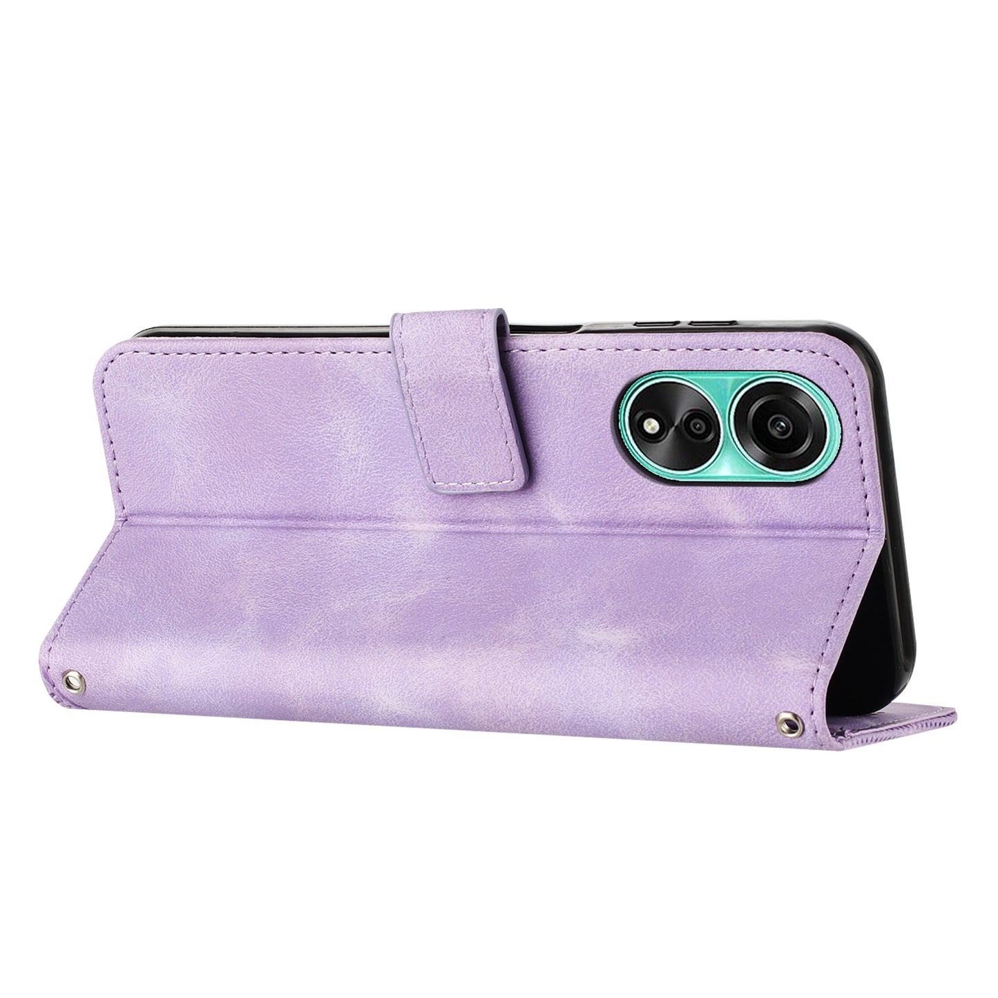 OPPO A78 4G Dream Triangle Leather Wallet Phone Case with Lanyard, Card Slot, Cash Compartment, Foldable Kickstand, Shockproof PU TPU Protective Cover