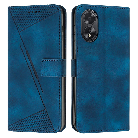 OPPO A38 Dream Triangle Leather Wallet Phone Case with Lanyard, Card Slot, Cash Compartment, Foldable Kickstand, Shockproof PU TPU Protective Cover