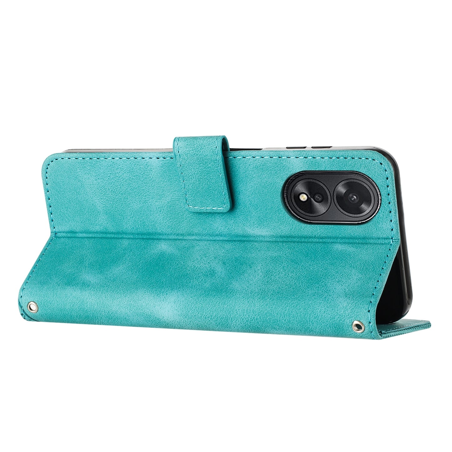 OPPO A38 Dream Triangle Leather Wallet Phone Case with Lanyard, Card Slot, Cash Compartment, Foldable Kickstand, Shockproof PU TPU Protective Cover