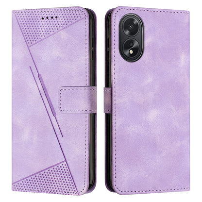 OPPO A38 Dream Triangle Leather Wallet Phone Case with Lanyard, Card Slot, Cash Compartment, Foldable Kickstand, Shockproof PU TPU Protective Cover