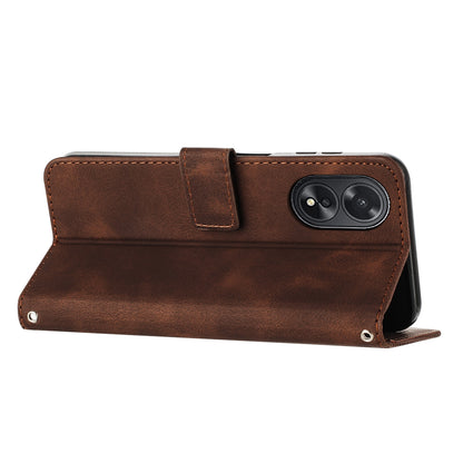 OPPO A38 Dream Triangle Leather Wallet Phone Case with Lanyard, Card Slot, Cash Compartment, Foldable Kickstand, Shockproof PU TPU Protective Cover