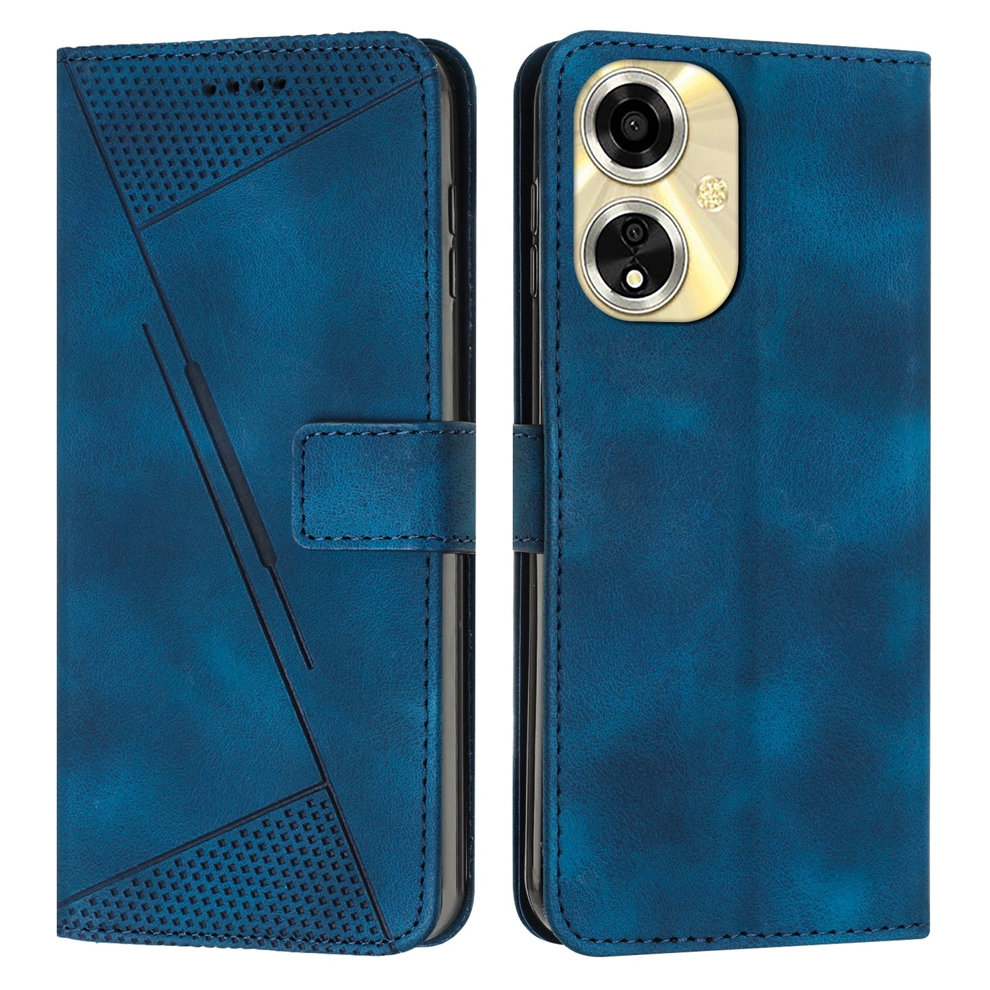 OPPO A59 5G Dream Triangle Leather Wallet Phone Case with Lanyard, Card Slot, Cash Compartment, Foldable Kickstand, Shockproof PU TPU Protective Cover