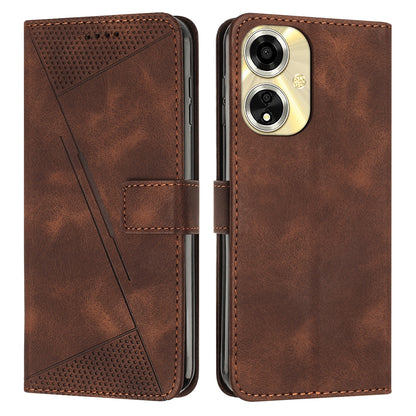OPPO A59 5G Dream Triangle Leather Wallet Phone Case with Lanyard, Card Slot, Cash Compartment, Foldable Kickstand, Shockproof PU TPU Protective Cover