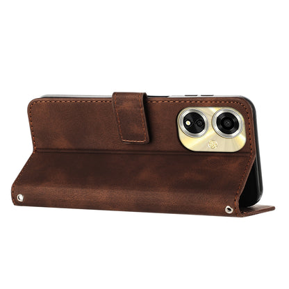 OPPO A59 5G Dream Triangle Leather Wallet Phone Case with Lanyard, Card Slot, Cash Compartment, Foldable Kickstand, Shockproof PU TPU Protective Cover