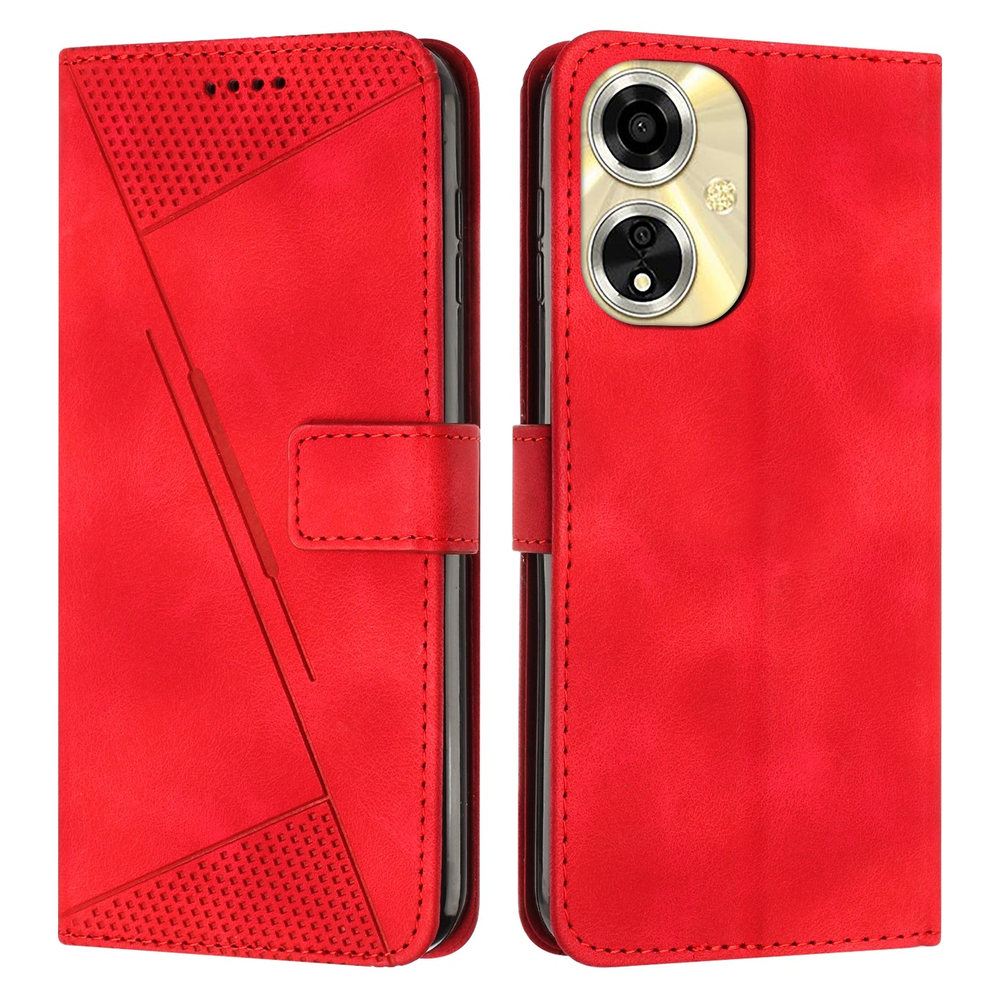 OPPO Reno11 F Dream Triangle Leather Wallet Phone Case with Lanyard, Card Slot, Cash Compartment, Foldable Kickstand, Shockproof PU TPU Protective Cover