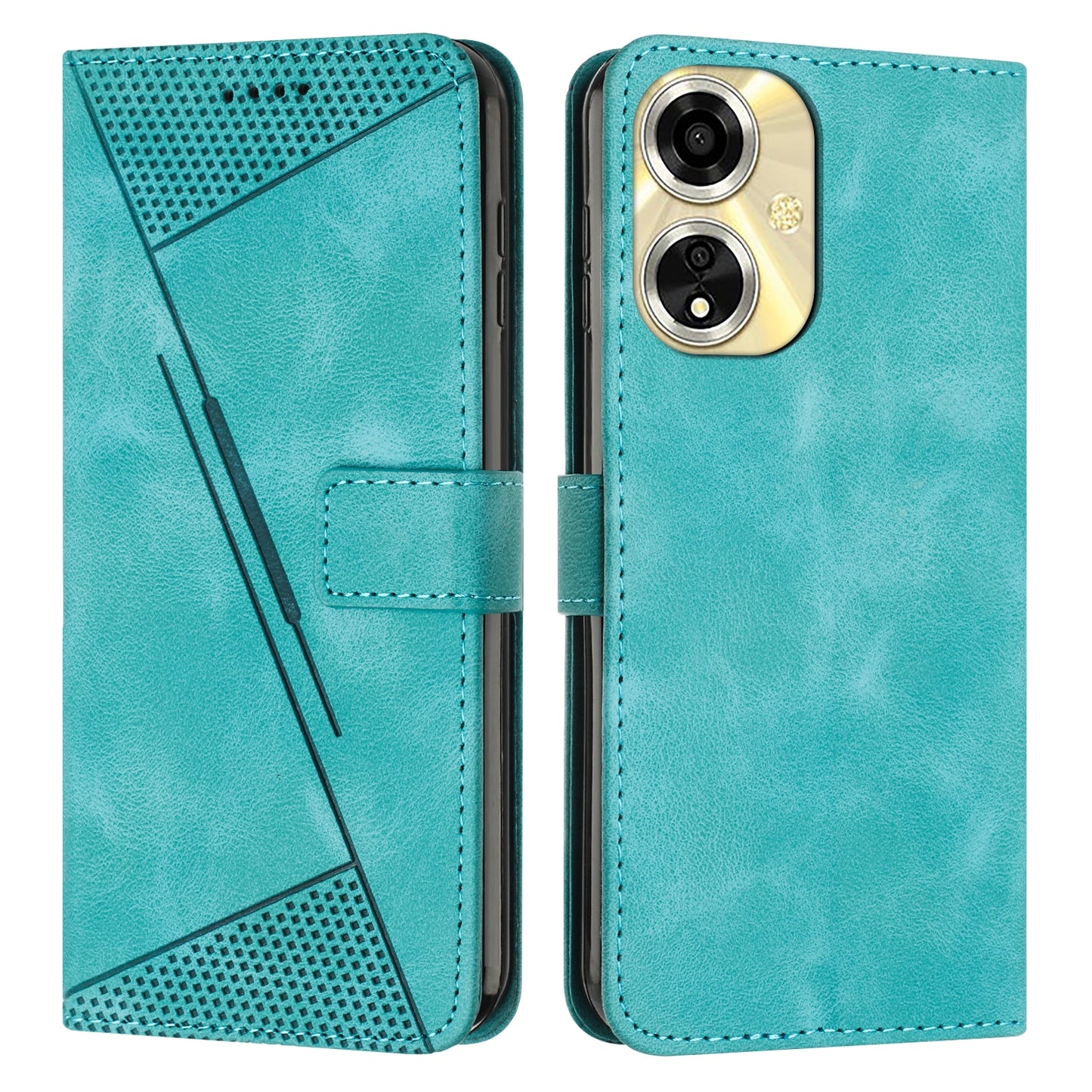 OPPO Reno11 F Dream Triangle Leather Wallet Phone Case with Lanyard, Card Slot, Cash Compartment, Foldable Kickstand, Shockproof PU TPU Protective Cover