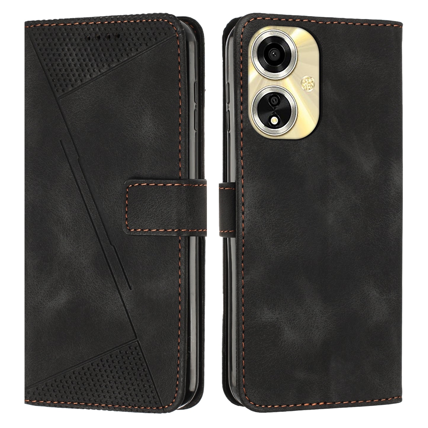 OPPO Reno11 F Dream Triangle Leather Wallet Phone Case with Lanyard, Card Slot, Cash Compartment, Foldable Kickstand, Shockproof PU TPU Protective Cover