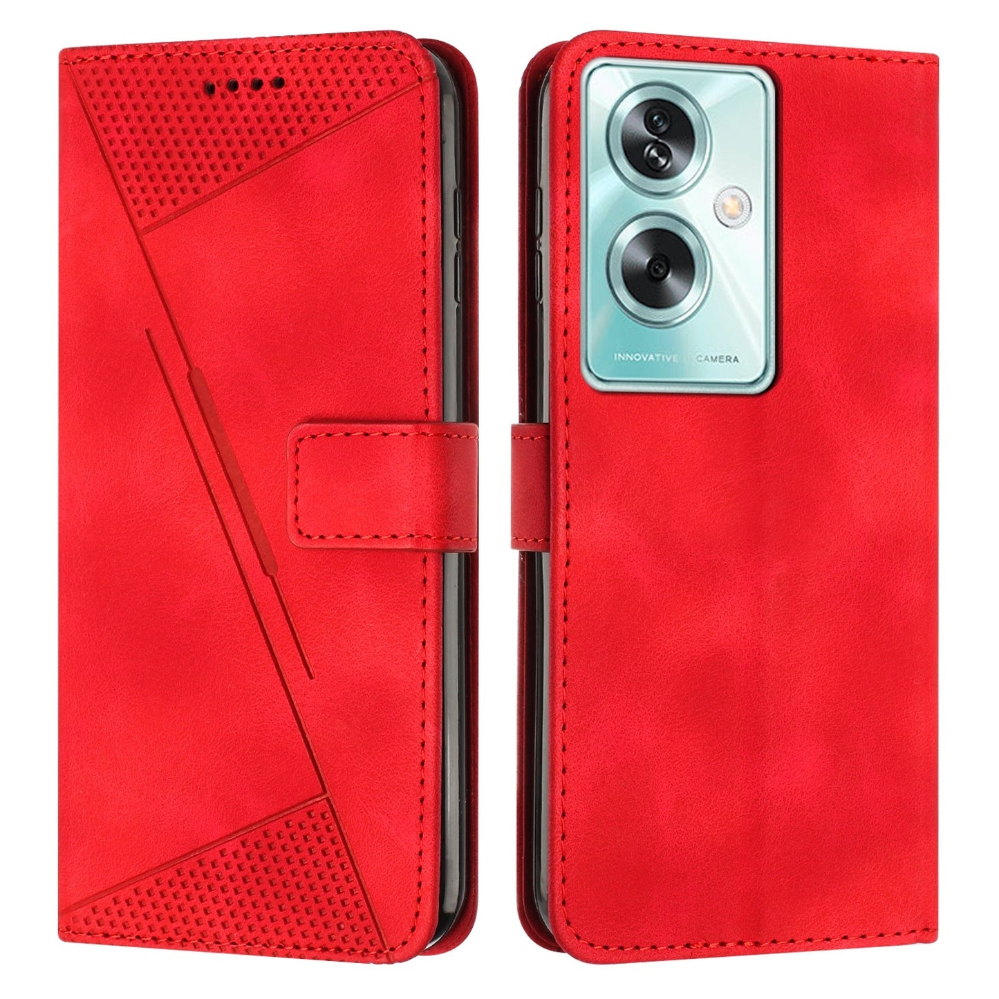 OPPO A79 5G Dream Triangle Leather Wallet Phone Case with Lanyard, Card Slot, Cash Compartment, Foldable Kickstand, Shockproof PU TPU Protective Cover