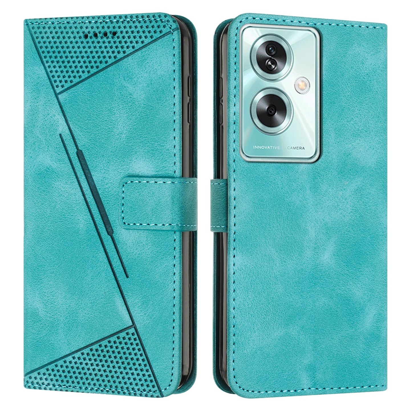OPPO A79 5G Dream Triangle Leather Wallet Phone Case with Lanyard, Card Slot, Cash Compartment, Foldable Kickstand, Shockproof PU TPU Protective Cover