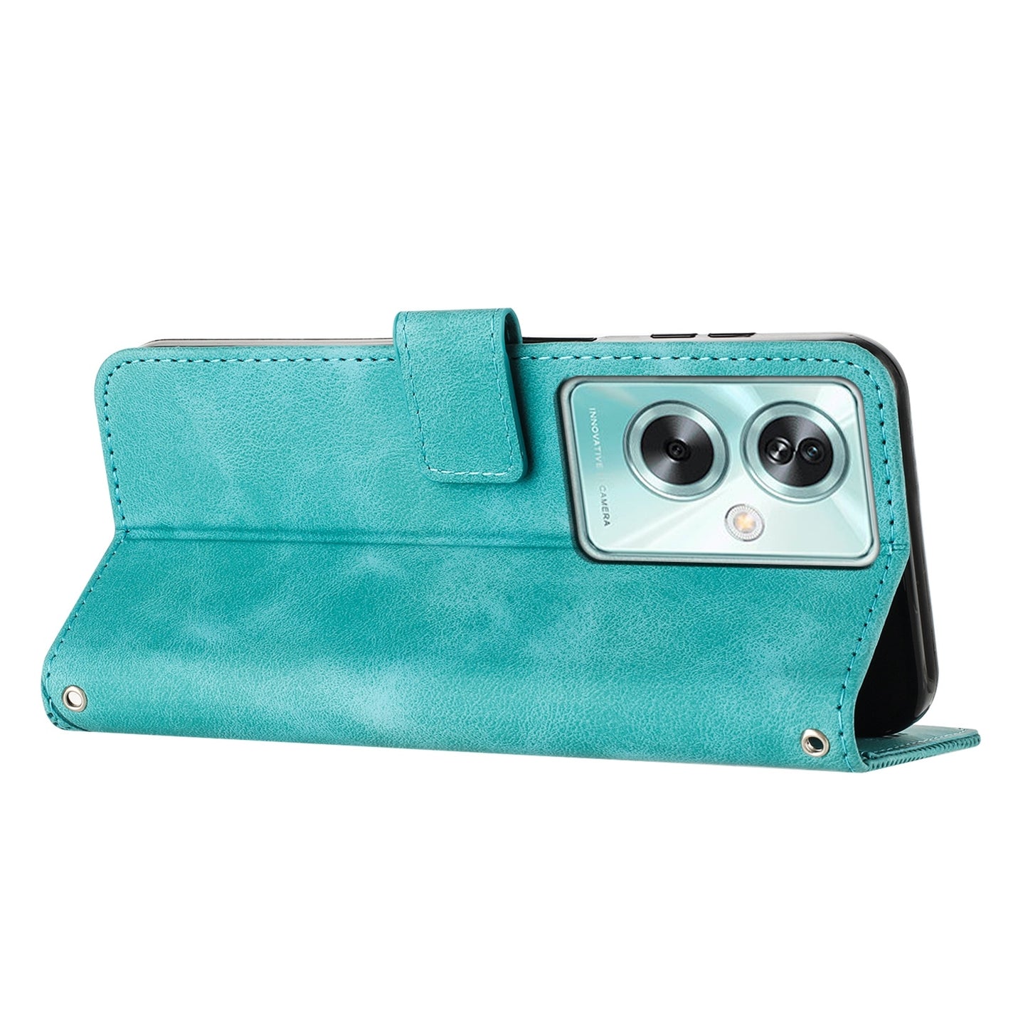 OPPO A79 5G Dream Triangle Leather Wallet Phone Case with Lanyard, Card Slot, Cash Compartment, Foldable Kickstand, Shockproof PU TPU Protective Cover