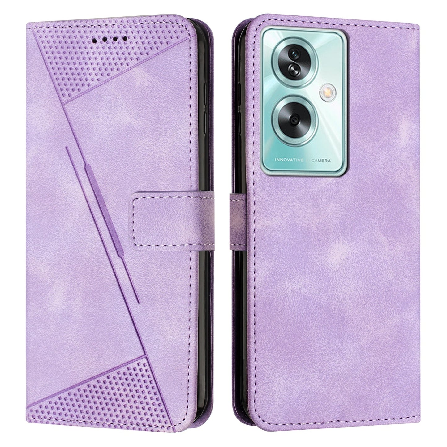 OPPO A79 5G Dream Triangle Leather Wallet Phone Case with Lanyard, Card Slot, Cash Compartment, Foldable Kickstand, Shockproof PU TPU Protective Cover