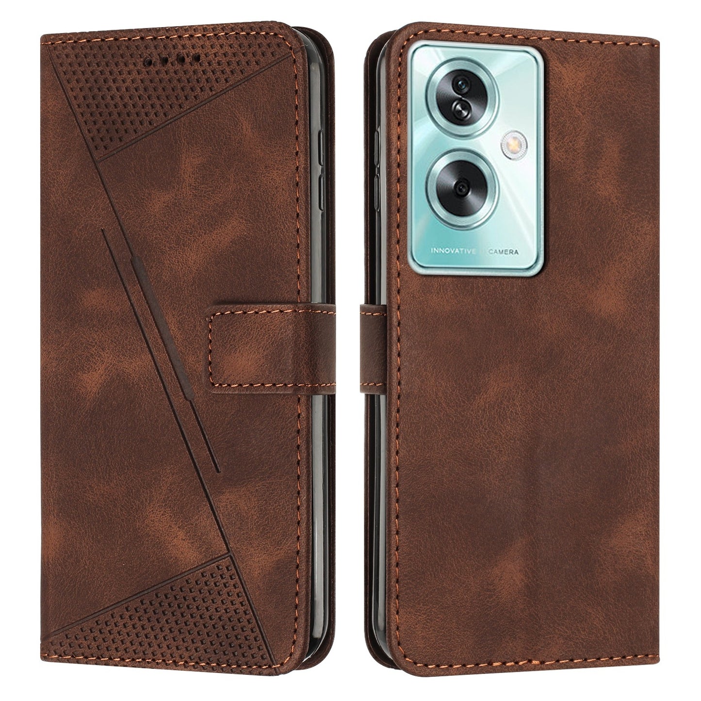OPPO A79 5G Dream Triangle Leather Wallet Phone Case with Lanyard, Card Slot, Cash Compartment, Foldable Kickstand, Shockproof PU TPU Protective Cover