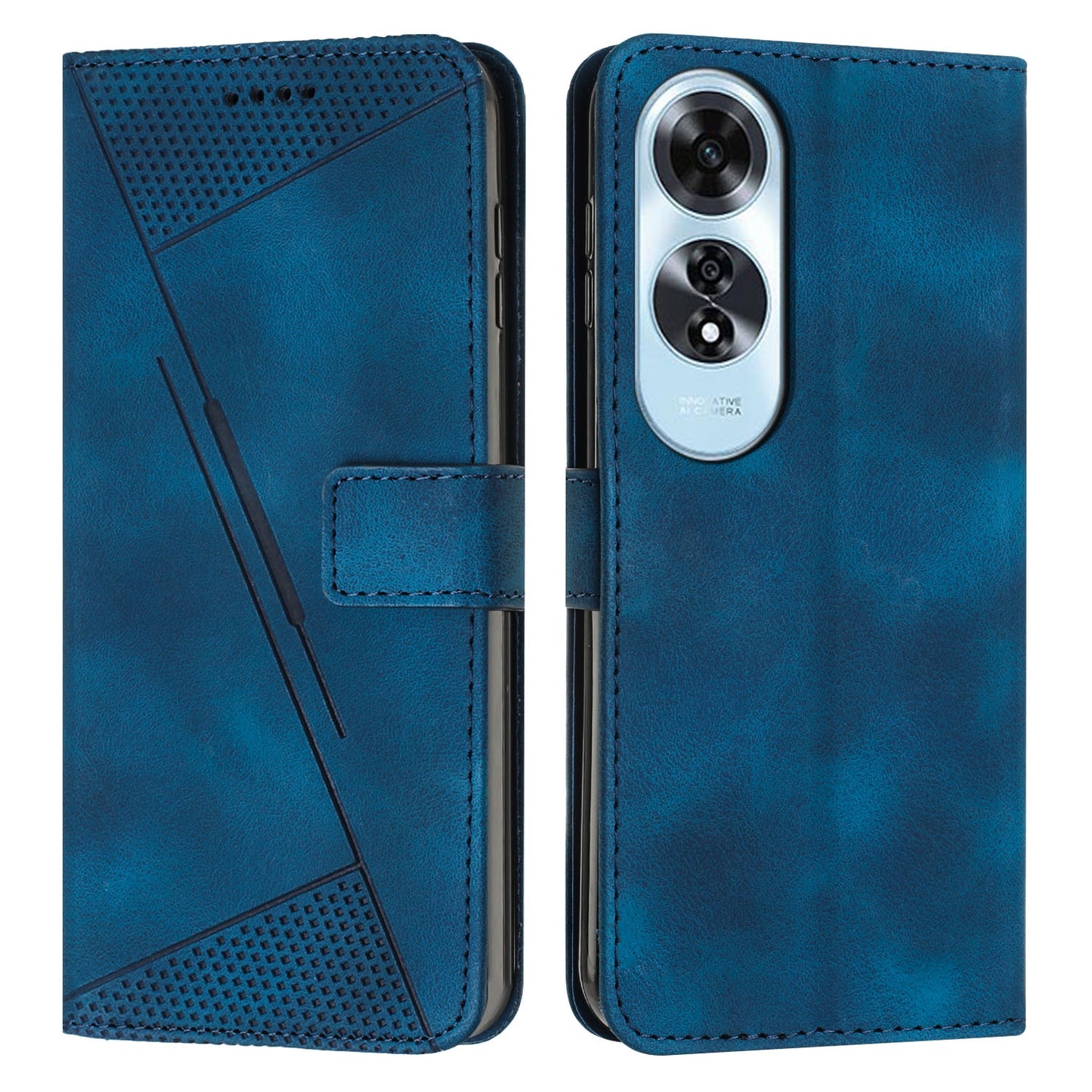 OPPO A60 4G Dream Triangle Leather Wallet Phone Case with Lanyard, Card Slot, Cash Compartment, Foldable Kickstand, Shockproof PU TPU Protective Cover