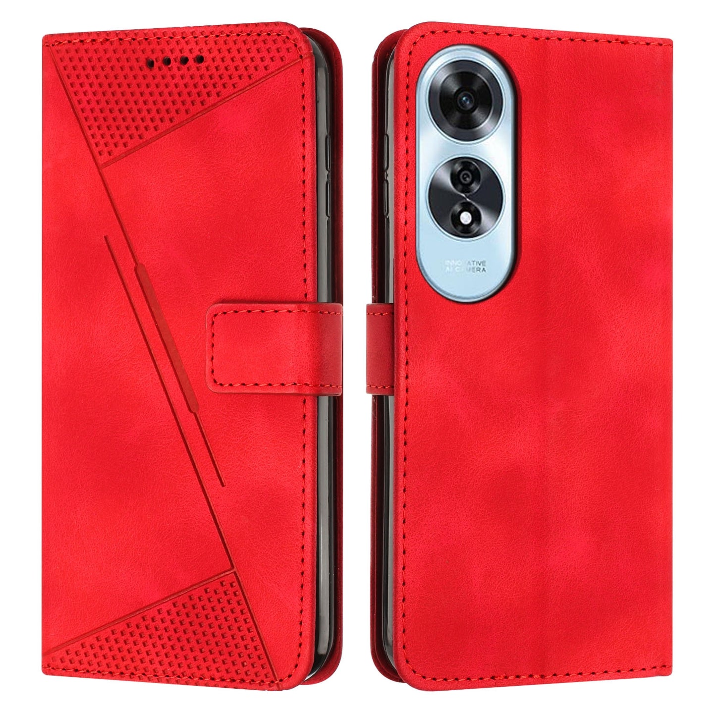 OPPO A60 4G Dream Triangle Leather Wallet Phone Case with Lanyard, Card Slot, Cash Compartment, Foldable Kickstand, Shockproof PU TPU Protective Cover