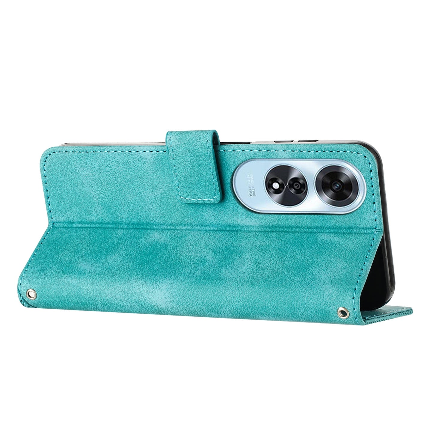 OPPO A60 4G Dream Triangle Leather Wallet Phone Case with Lanyard, Card Slot, Cash Compartment, Foldable Kickstand, Shockproof PU TPU Protective Cover