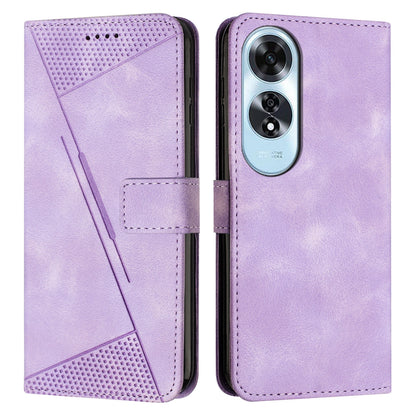 OPPO A60 4G Dream Triangle Leather Wallet Phone Case with Lanyard, Card Slot, Cash Compartment, Foldable Kickstand, Shockproof PU TPU Protective Cover