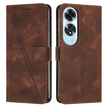 OPPO A60 4G Dream Triangle Leather Wallet Phone Case with Lanyard, Card Slot, Cash Compartment, Foldable Kickstand, Shockproof PU TPU Protective Cover
