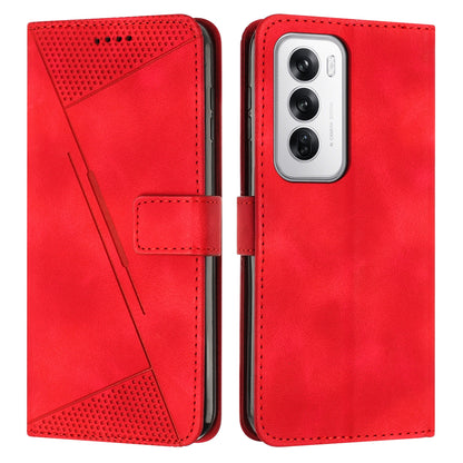 OPPO Reno12 5G Dream Triangle Leather Wallet Phone Case with Lanyard, Card Slot, Cash Compartment, Foldable Kickstand, Shockproof PU TPU Protective Cover