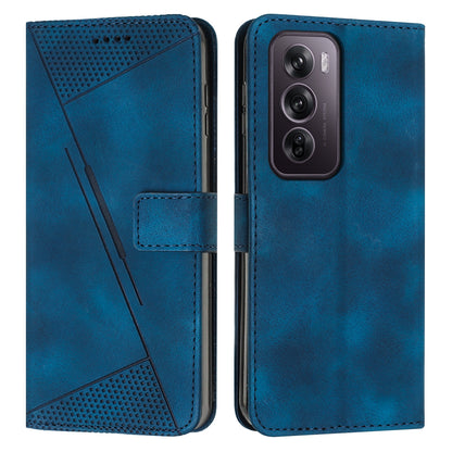 OPPO Reno12 Pro Dream Triangle Leather Wallet Phone Case with Lanyard, Card Slot, Cash Compartment, Foldable Kickstand, Shockproof PU TPU Protective Cover