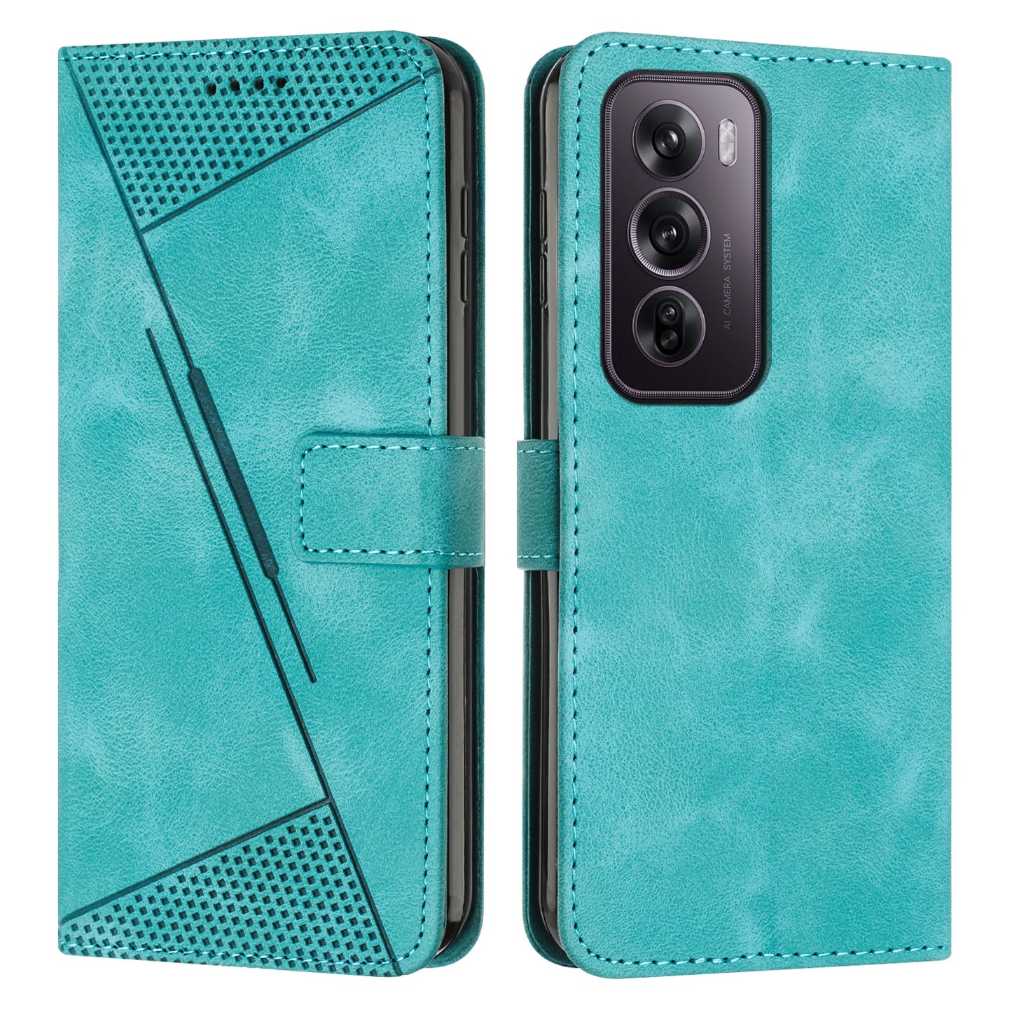 OPPO Reno12 Pro Dream Triangle Leather Wallet Phone Case with Lanyard, Card Slot, Cash Compartment, Foldable Kickstand, Shockproof PU TPU Protective Cover
