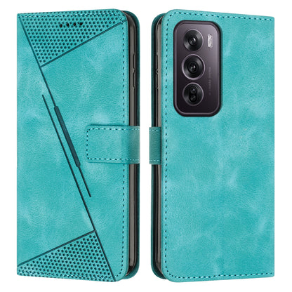 OPPO Reno12 Pro Dream Triangle Leather Wallet Phone Case with Lanyard, Card Slot, Cash Compartment, Foldable Kickstand, Shockproof PU TPU Protective Cover