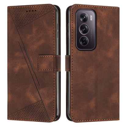OPPO Reno12 Pro Dream Triangle Leather Wallet Phone Case with Lanyard, Card Slot, Cash Compartment, Foldable Kickstand, Shockproof PU TPU Protective Cover