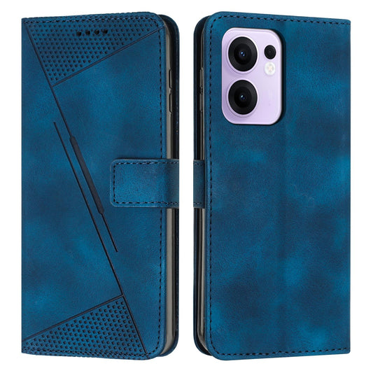 OPPO Reno13 F 5G Dream Triangle Leather Wallet Phone Case with Lanyard, Card Slot, Cash Compartment, Foldable Kickstand, Shockproof PU TPU Protective Cover