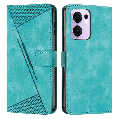 OPPO Reno13 F 5G Dream Triangle Leather Wallet Phone Case with Lanyard, Card Slot, Cash Compartment, Foldable Kickstand, Shockproof PU TPU Protective Cover