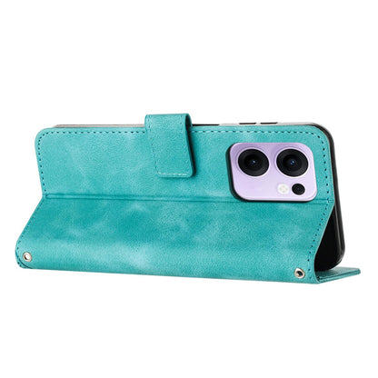 OPPO Reno13 F 5G Dream Triangle Leather Wallet Phone Case with Lanyard, Card Slot, Cash Compartment, Foldable Kickstand, Shockproof PU TPU Protective Cover