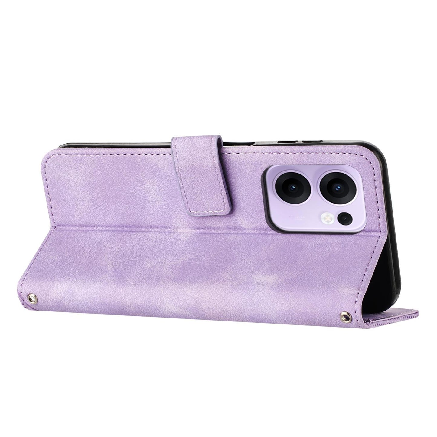OPPO Reno13 F 5G Dream Triangle Leather Wallet Phone Case with Lanyard, Card Slot, Cash Compartment, Foldable Kickstand, Shockproof PU TPU Protective Cover