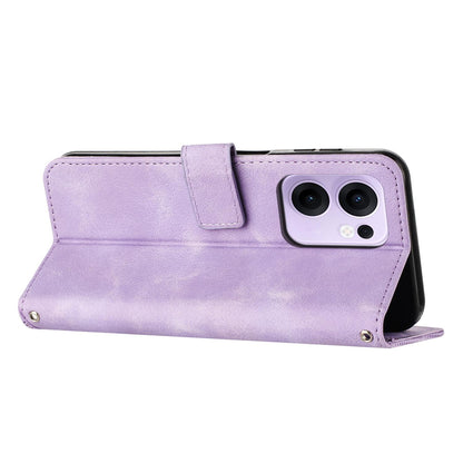 OPPO Reno13 F 4G Dream Triangle Leather Wallet Phone Case with Lanyard, Card Slot, Cash Compartment, Foldable Kickstand, Shockproof PU TPU Protective Cover