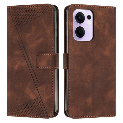 OPPO Reno13 F 5G Dream Triangle Leather Wallet Phone Case with Lanyard, Card Slot, Cash Compartment, Foldable Kickstand, Shockproof PU TPU Protective Cover
