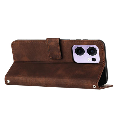 OPPO Reno13 F 5G Dream Triangle Leather Wallet Phone Case with Lanyard, Card Slot, Cash Compartment, Foldable Kickstand, Shockproof PU TPU Protective Cover