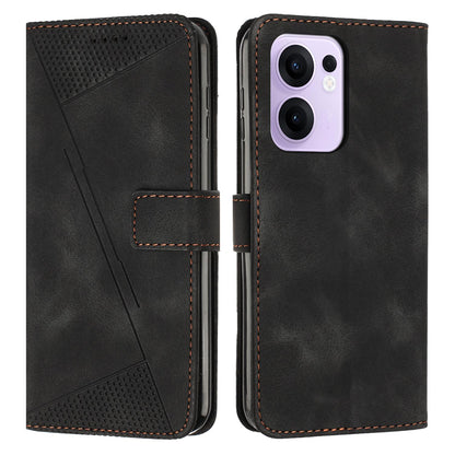 OPPO Reno13 F 5G Dream Triangle Leather Wallet Phone Case with Lanyard, Card Slot, Cash Compartment, Foldable Kickstand, Shockproof PU TPU Protective Cover