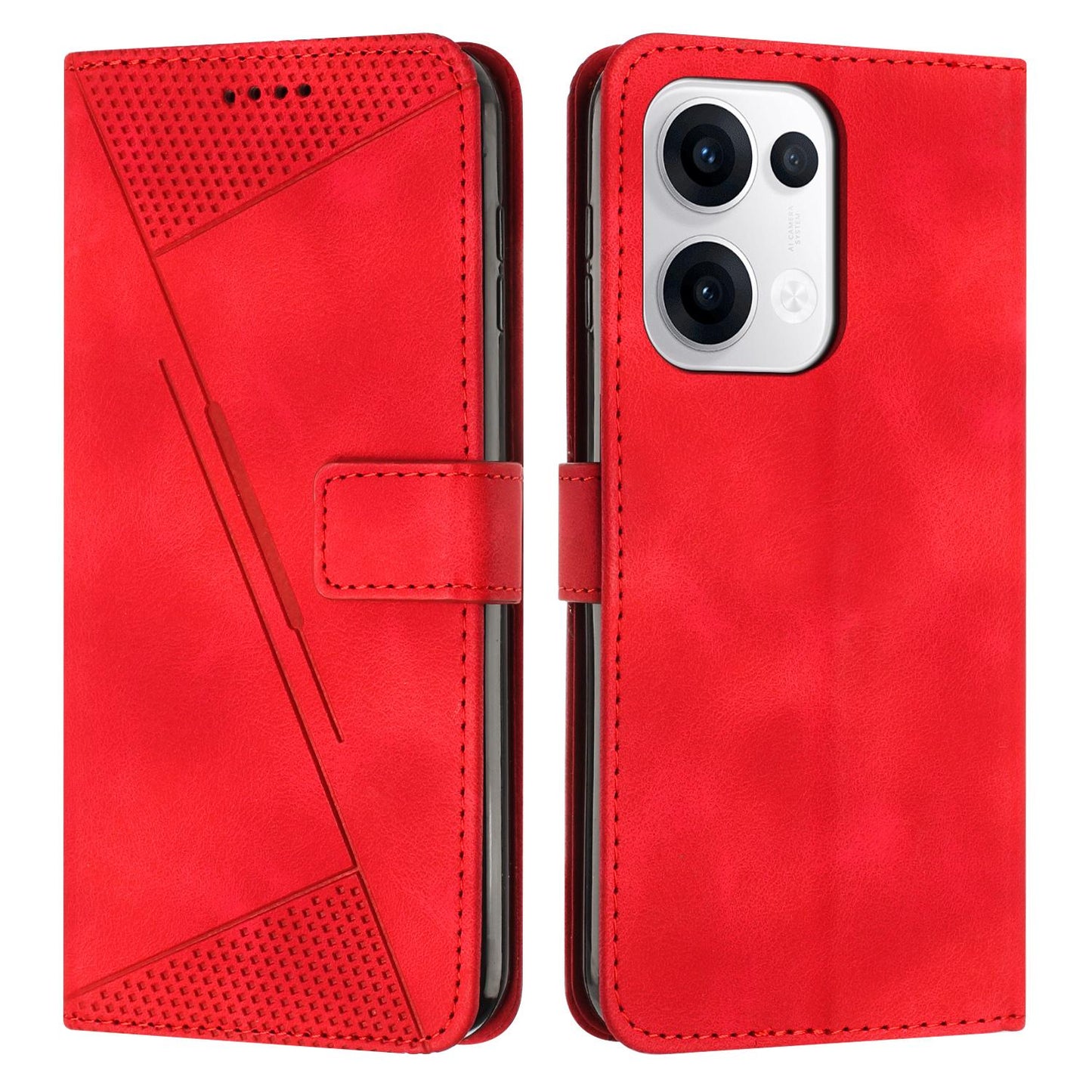 OPPO Reno13 5G Dream Triangle Leather Wallet Phone Case with Lanyard, Card Slot, Cash Compartment, Foldable Kickstand, Shockproof PU TPU Protective Cover