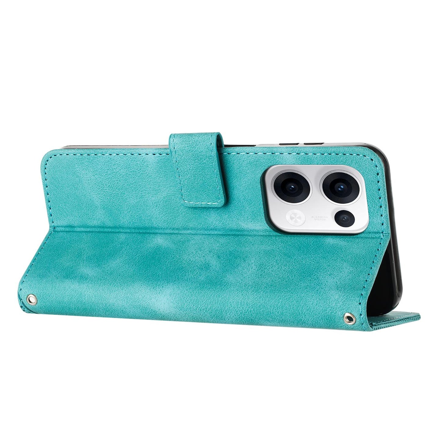 OPPO Reno13 5G Dream Triangle Leather Wallet Phone Case with Lanyard, Card Slot, Cash Compartment, Foldable Kickstand, Shockproof PU TPU Protective Cover