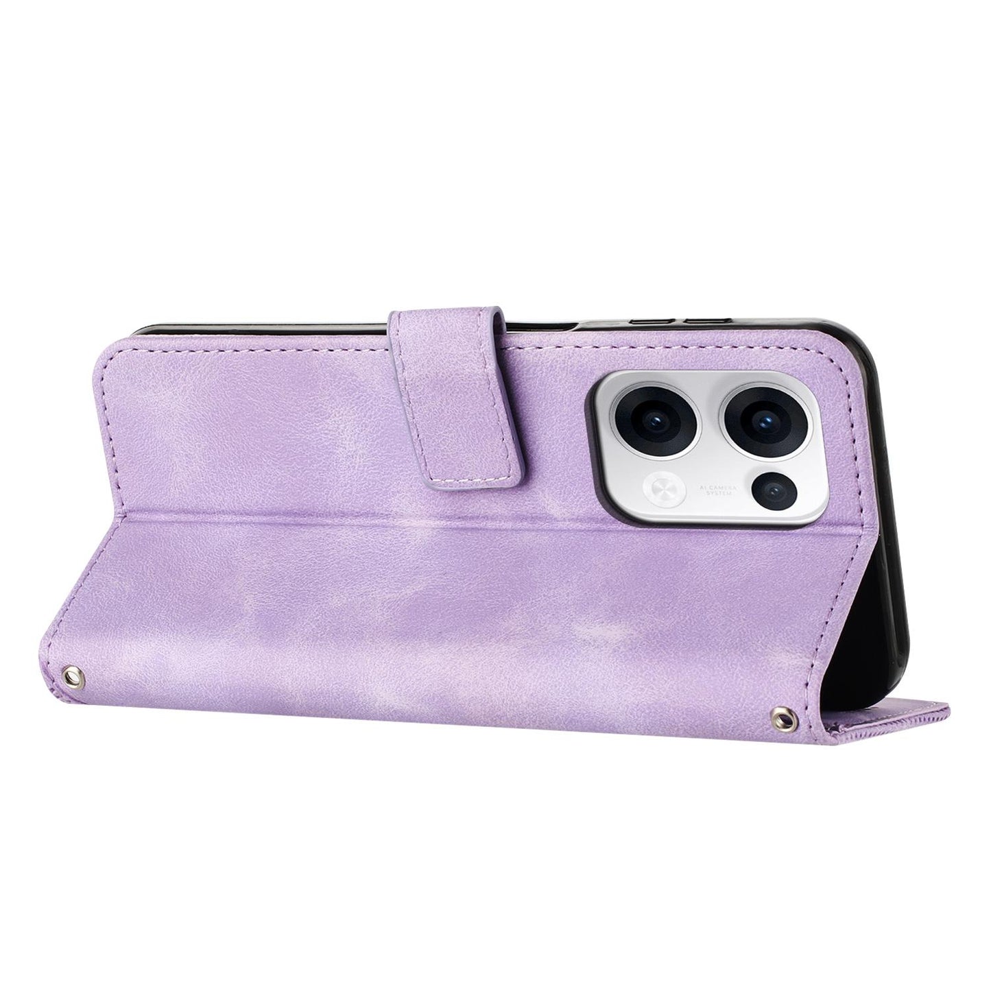 OPPO Reno13 5G Dream Triangle Leather Wallet Phone Case with Lanyard, Card Slot, Cash Compartment, Foldable Kickstand, Shockproof PU TPU Protective Cover