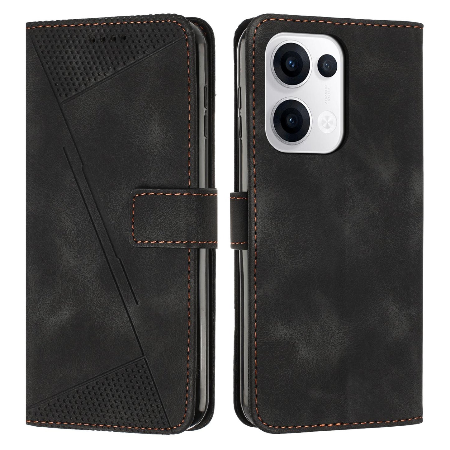 OPPO Reno13 5G Dream Triangle Leather Wallet Phone Case with Lanyard, Card Slot, Cash Compartment, Foldable Kickstand, Shockproof PU TPU Protective Cover