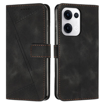 OPPO Reno13 5G Dream Triangle Leather Wallet Phone Case with Lanyard, Card Slot, Cash Compartment, Foldable Kickstand, Shockproof PU TPU Protective Cover