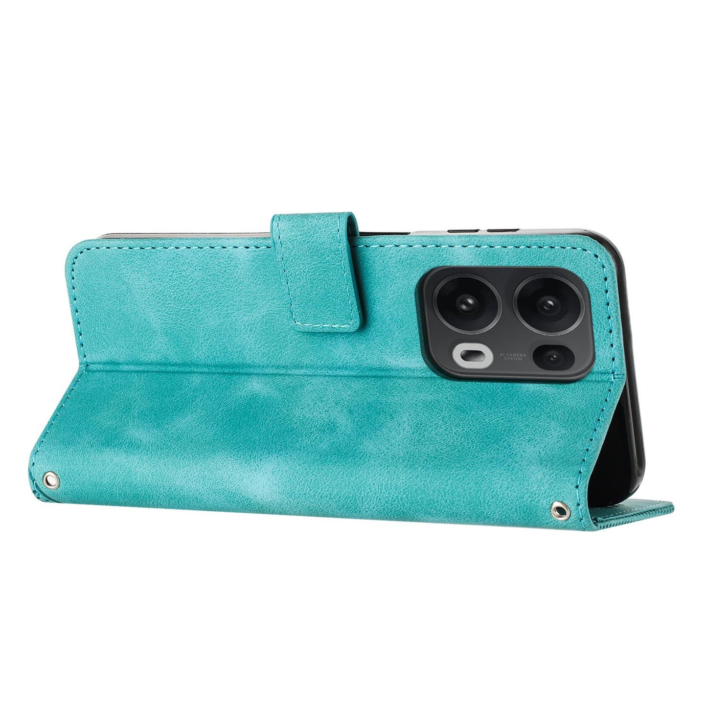 OPPO Reno13 Pro Dream Triangle Leather Wallet Phone Case with Lanyard, Card Slot, Cash Compartment, Foldable Kickstand, Shockproof PU TPU Protective Cover