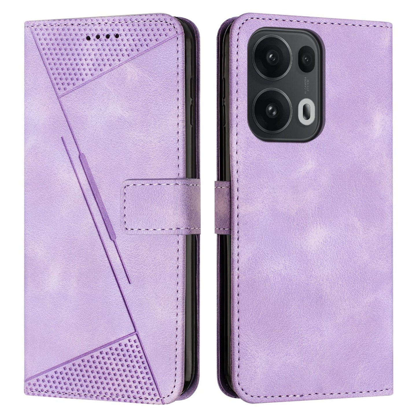 OPPO Reno13 Pro Dream Triangle Leather Wallet Phone Case with Lanyard, Card Slot, Cash Compartment, Foldable Kickstand, Shockproof PU TPU Protective Cover
